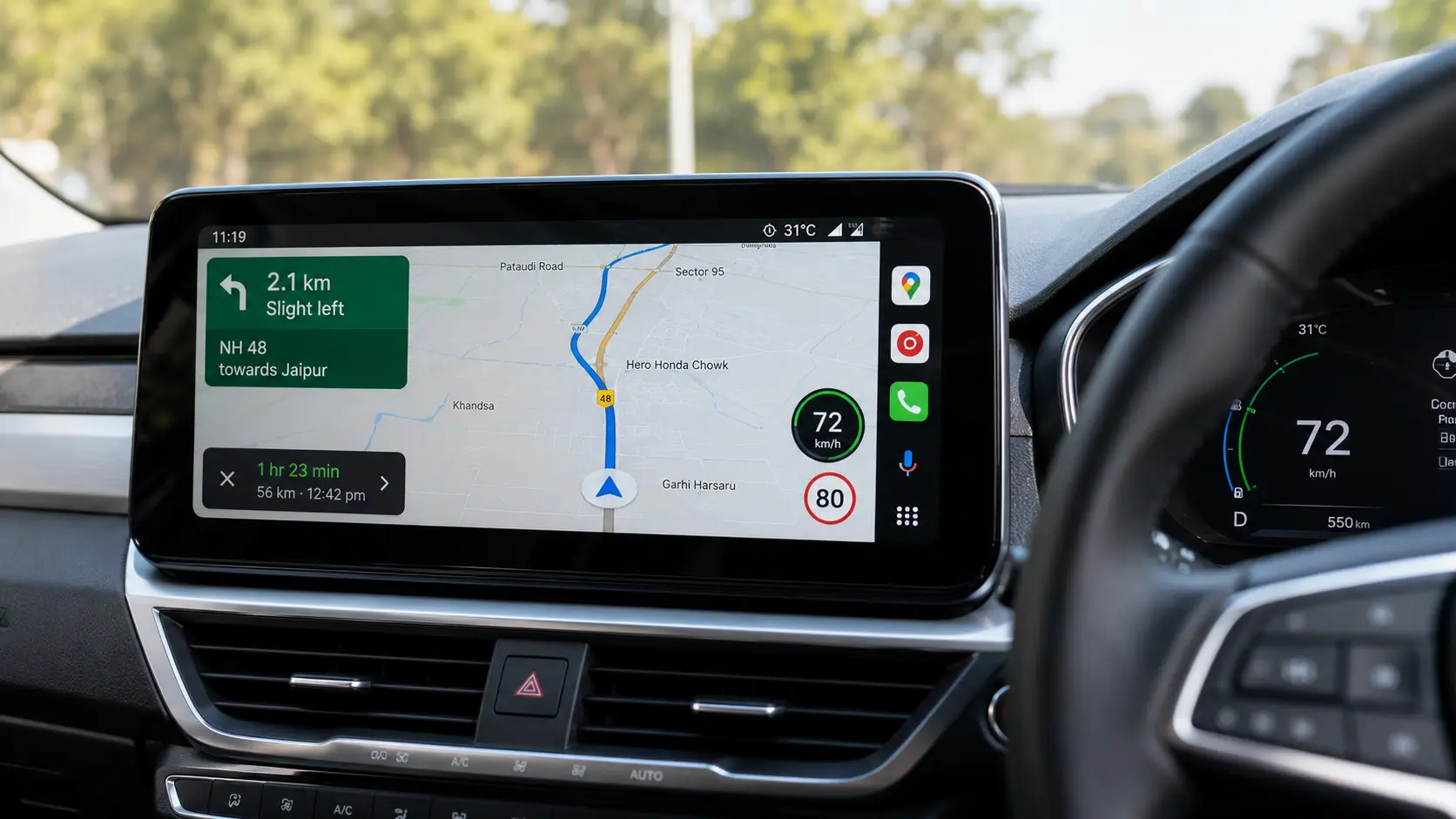 Android Auto Google Maps Speedometer