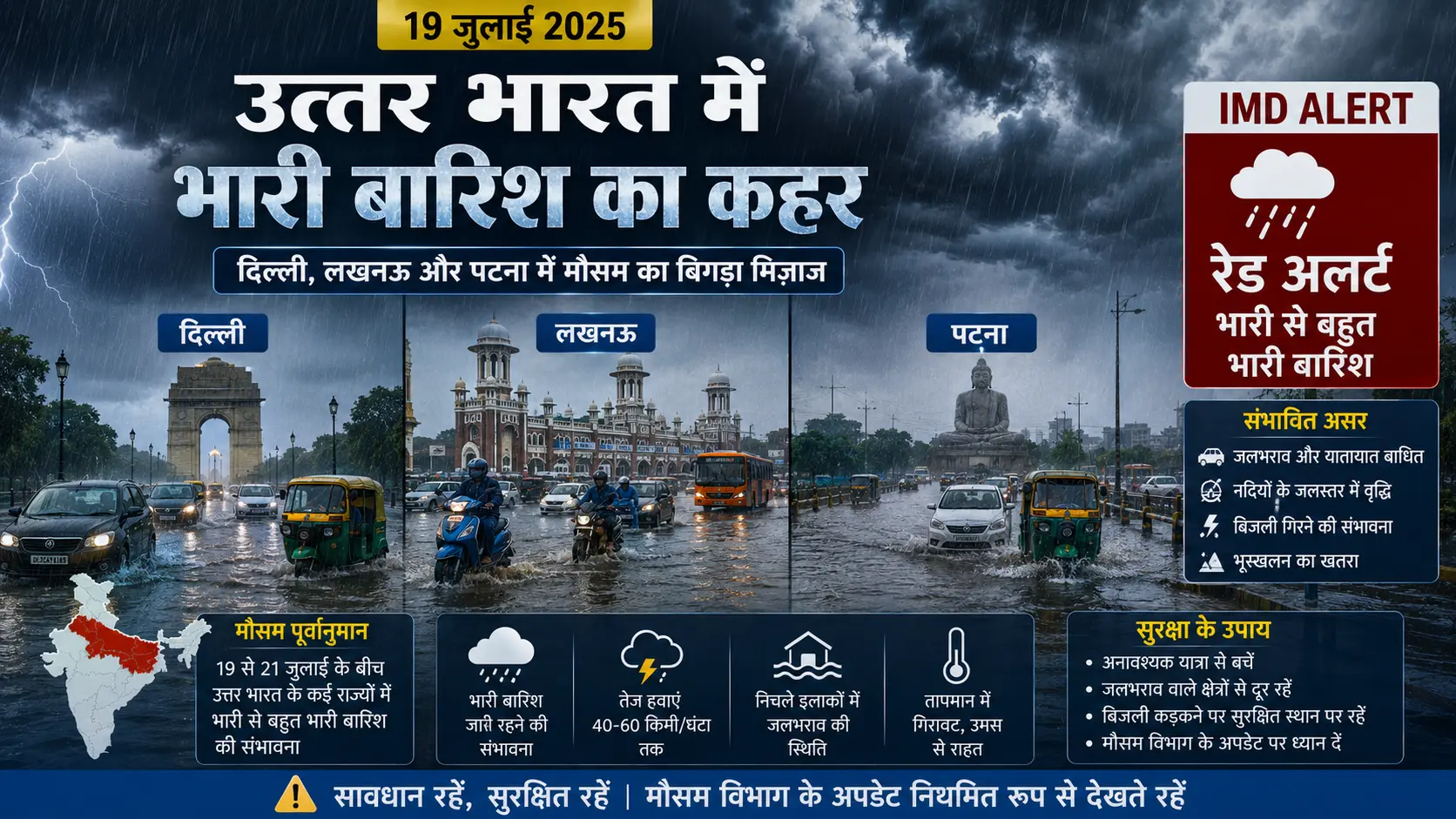 kal ka mausam UP bihar delhi